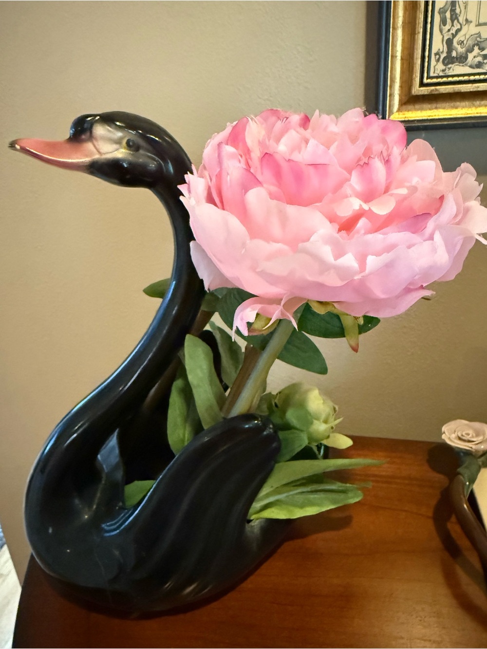 Vintage Maddox California Black Swan Ceramic Planter 1950s